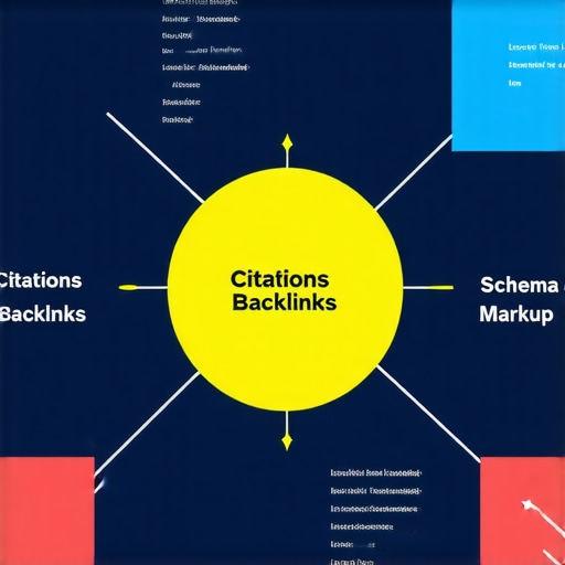 Diagram showing how citations, backlinks, schema markup, and reviews influence local search rankings.