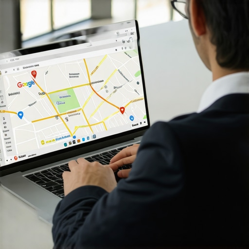Person reviewing local SEO analytics on a laptop with Google Maps