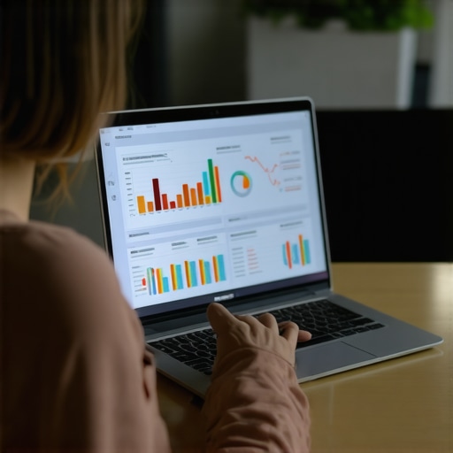 Person analyzing local SEO data and citations on a laptop in an office