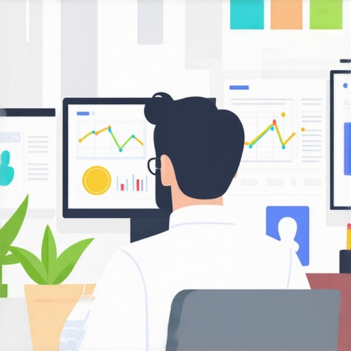 Business owner managing local search rankings with tools and analytics