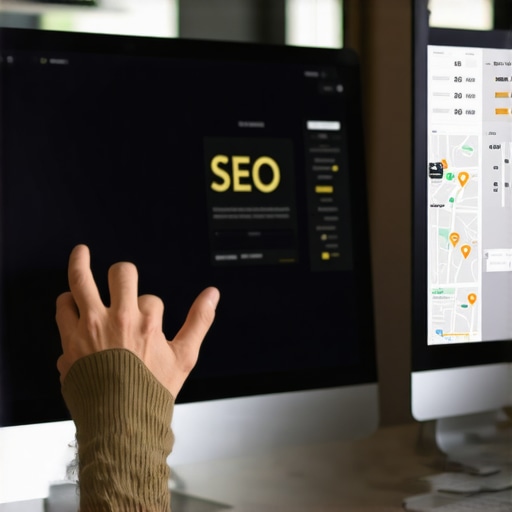 A professional reviewing local SEO analytics on a monitor