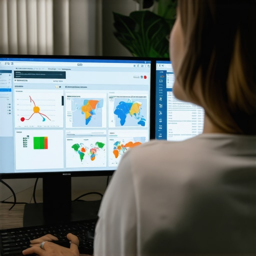 Business owner analyzing Google Maps ranking data on computer