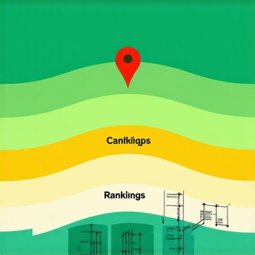 Diagram illustrating different signals affecting Google Maps local pack rankings, including reviews, engagement, backlinks, and schema.