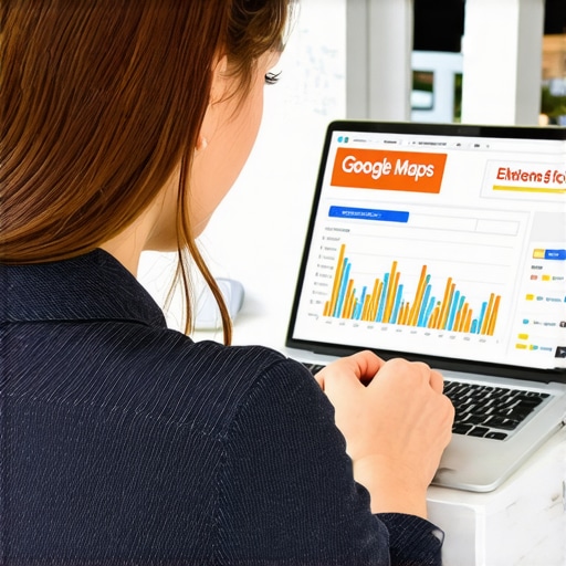 Business owner reviewing local map rankings with digital charts.