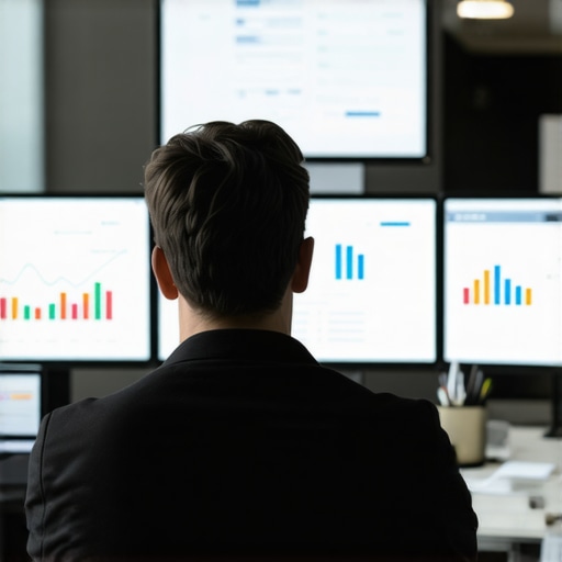 Person reviewing local business ranking analytics on computer screens.