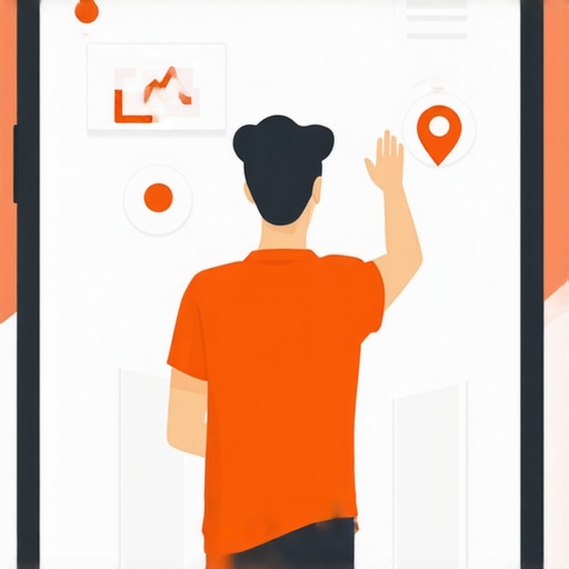 Business owner optimizing Google Maps profile on mobile with analytics charts.