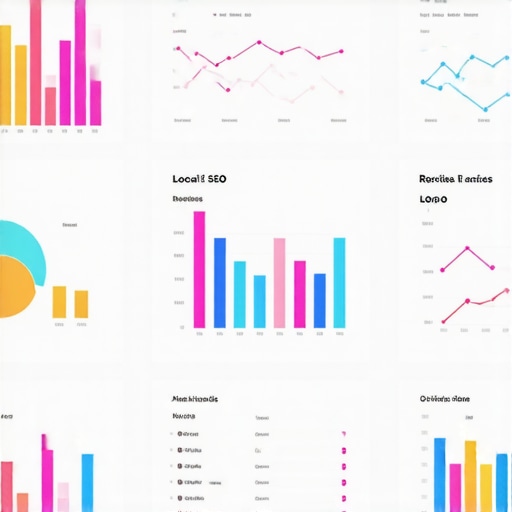Close-up of a digital dashboard showing local business ranking metrics and review data.