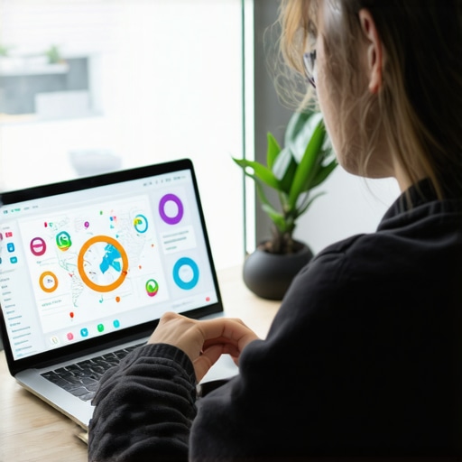 A professional reviewing local SEO data on a computer, illustrating tools to maintain Google Maps rankings.