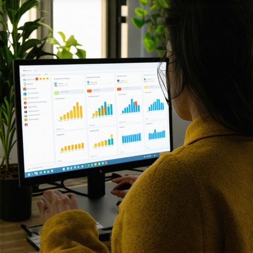 Person analyzing local SEO performance with software tools