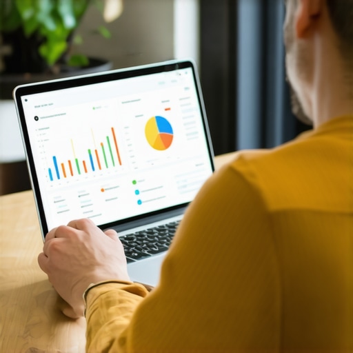 Business owner reviewing local SEO metrics on a laptop