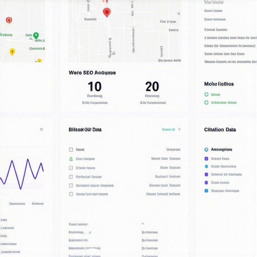 Screenshot of a local SEO management dashboard showing rankings, reviews, and citation health.