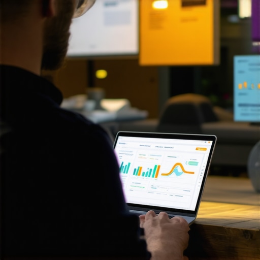 Person analyzing local business signals using digital tools and sensors