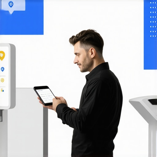 Business owner installing Bluetooth beacons and check-in stations