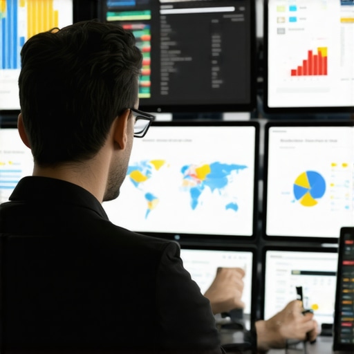 A person reviewing detailed local SEO analytics on digital screens