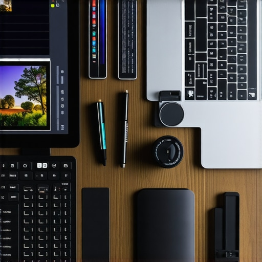 Digital workspace showcasing photo editing and SEO tools for local business optimization.