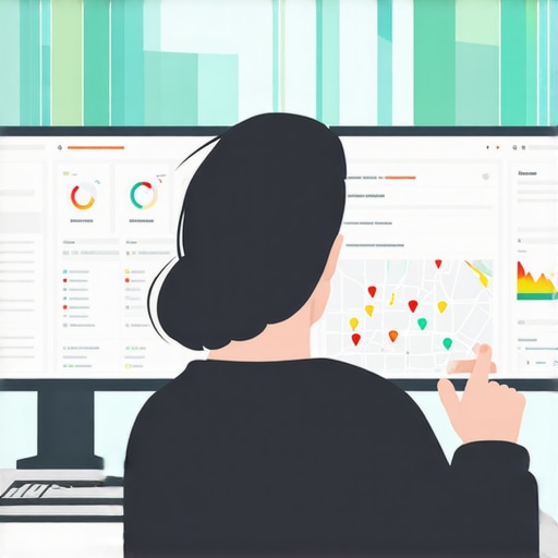 Person working on local map rank tracking with analytics and heat map tools.